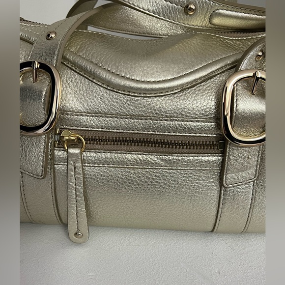 Enzo Angiolini All Leather Gold Barrel Purse - Picture 4 of 8